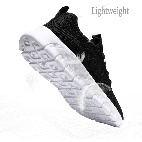 Women Black Running Tennis Walking Shoes Lightweight Slip On Workout Sneakers - Picture 4 of 7